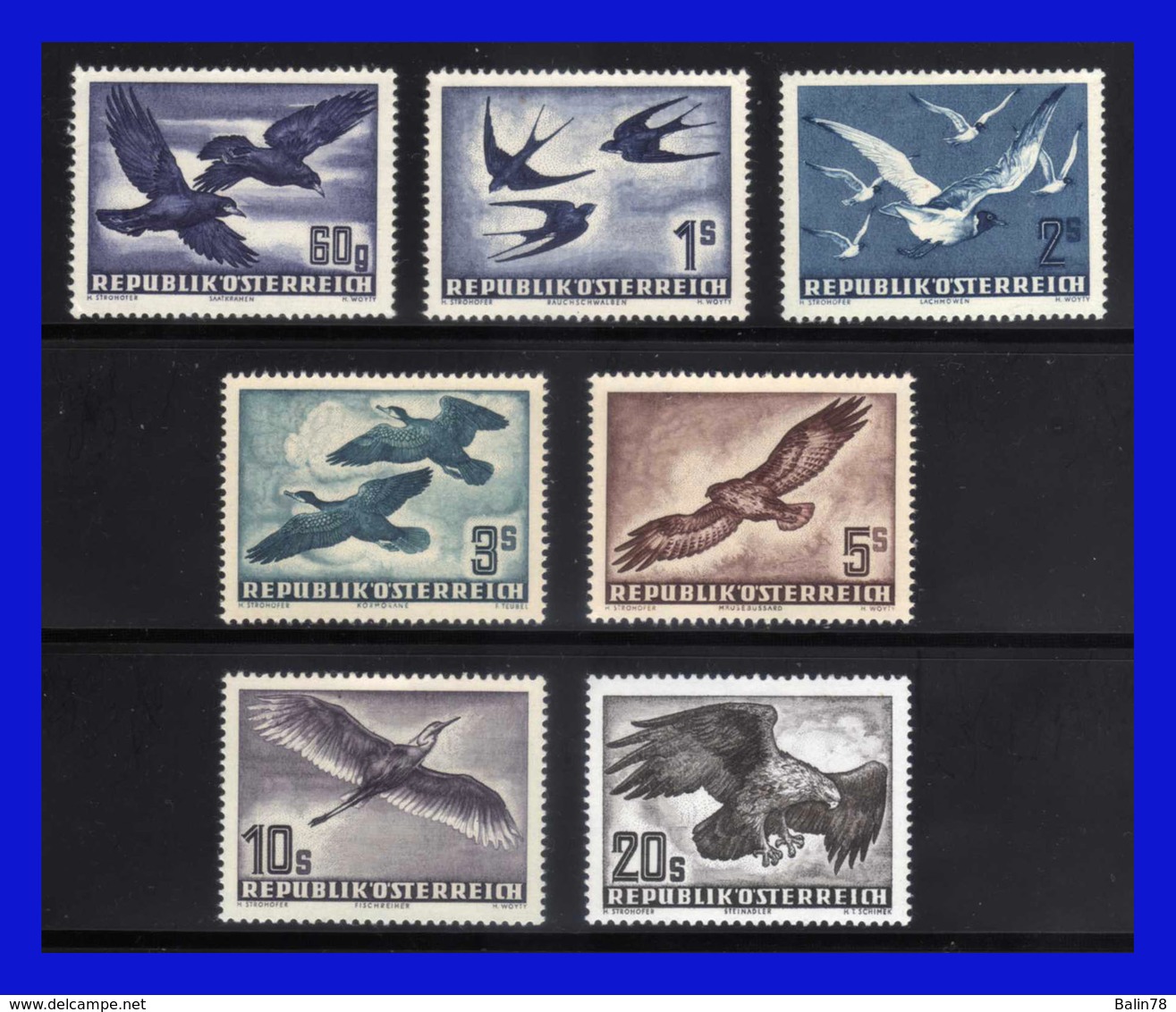 1950 - 53 - Austria - Scott. C 54 / C 60 ** - MNH - AU-234 - 02 - Gran Lujo - Águilas & Aves De Presa