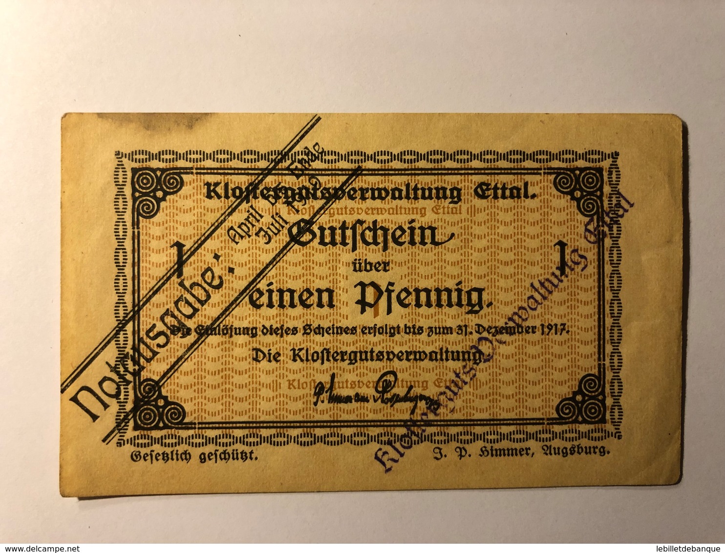 Allemagne Notgeld Allemagne Ettal 1 Pfennig - Collections