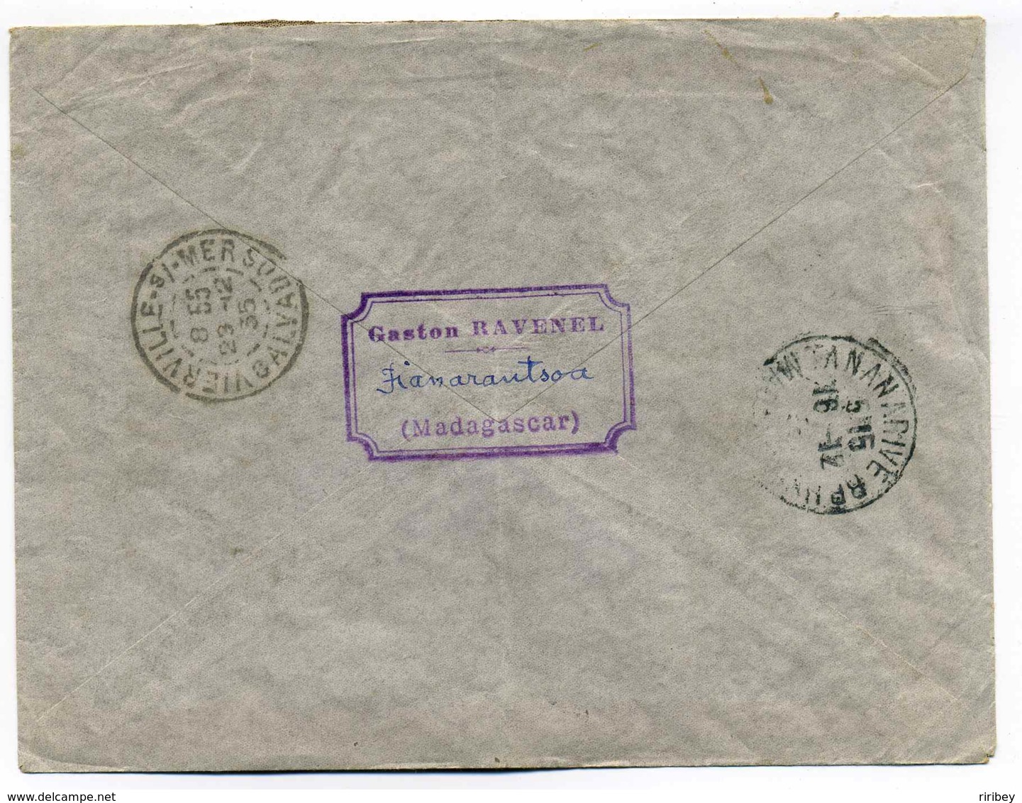 Lettre Par Avion  Recommandée De Fianarantsoa Pour Le Calvados / YT N°107 + 110 / 1935 - Lettres & Documents