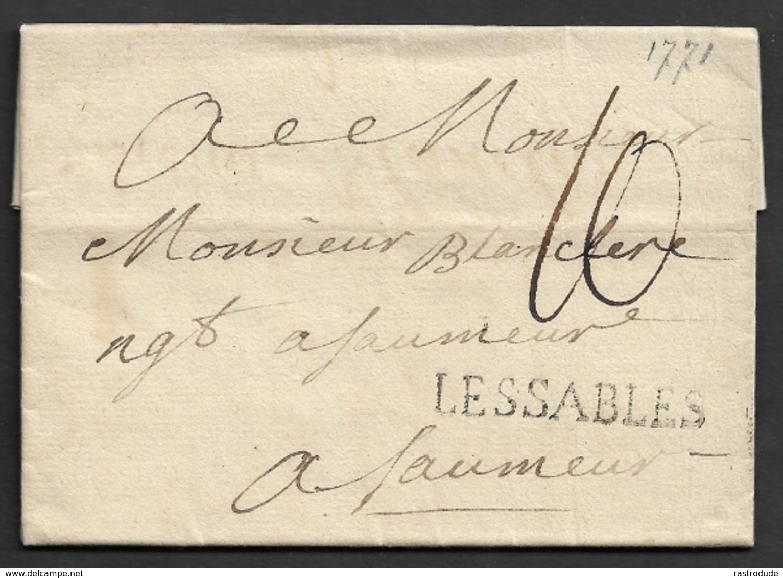 1771 LAC LESSABLES Lenain  2A ,ind. 11 Pour FAUMEUR - 1701-1800: Précurseurs XVIII