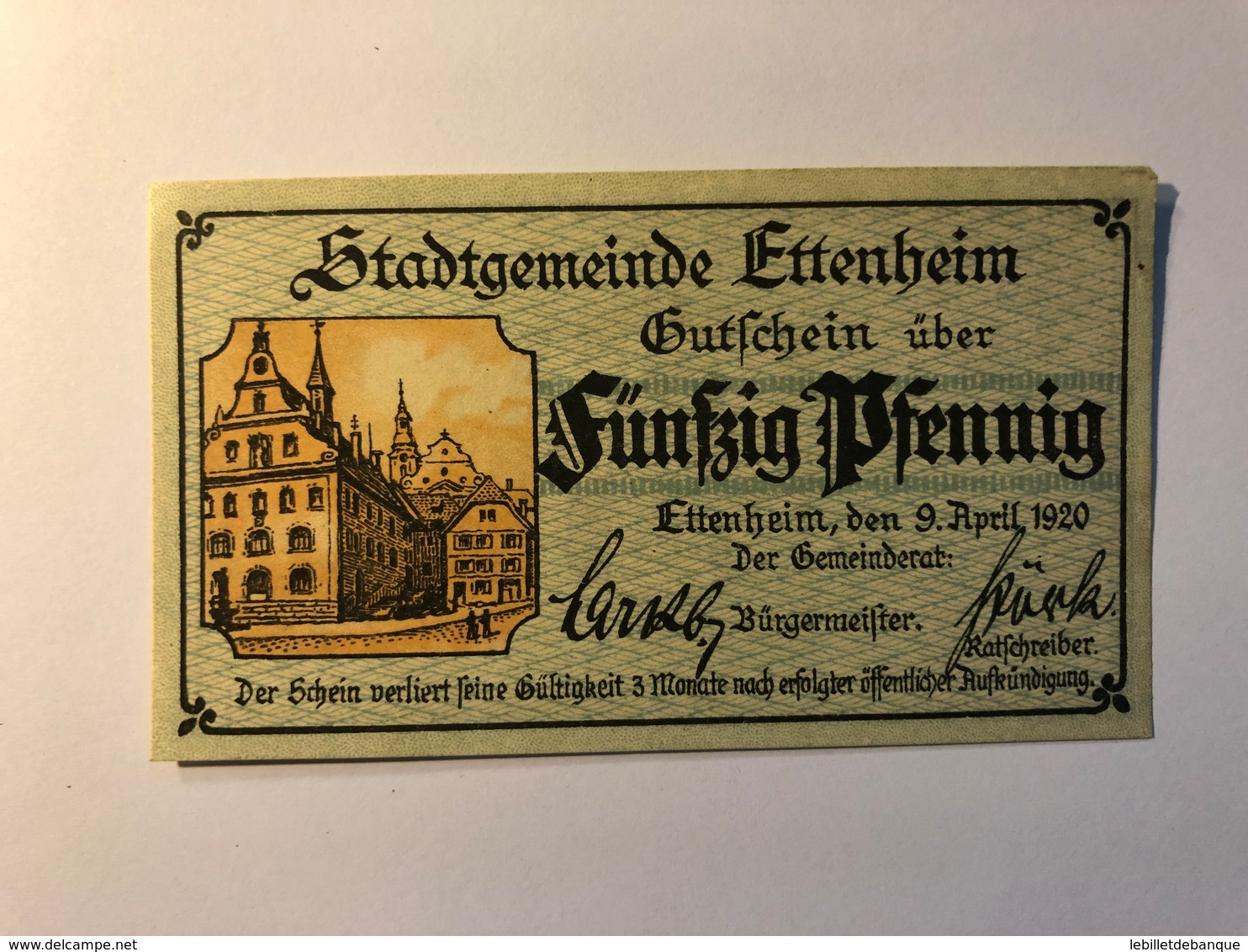 Allemagne Notgeld Allemagne Ettenheim 50 Pfennig - Collections