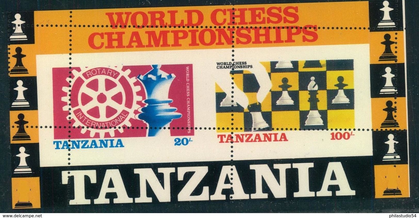 TANZANIA, World Chess Championships Total Misperforated Souvenir Sheet - Echecs