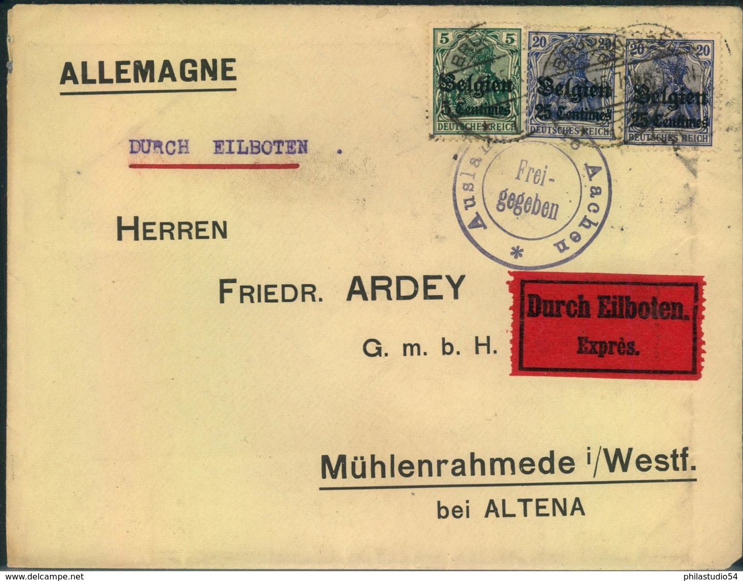 1915, Express From BRUXELLES With Censor To Germany - Esercito Tedesco