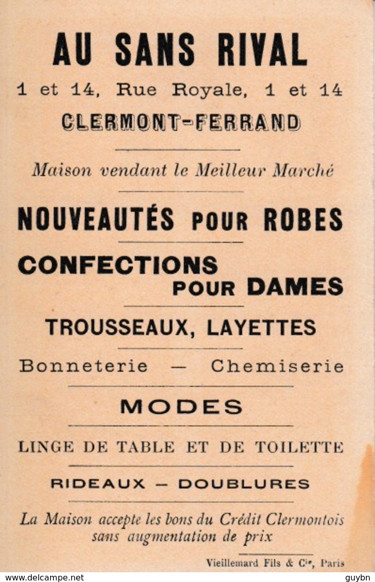 Chromo Au Sans Pareil  Clermond Ferrand ..  Robes, Trousseaux, Layette . Sur La Plage .. Ombrelle Pecheur Sable Sceau - Sonstige & Ohne Zuordnung