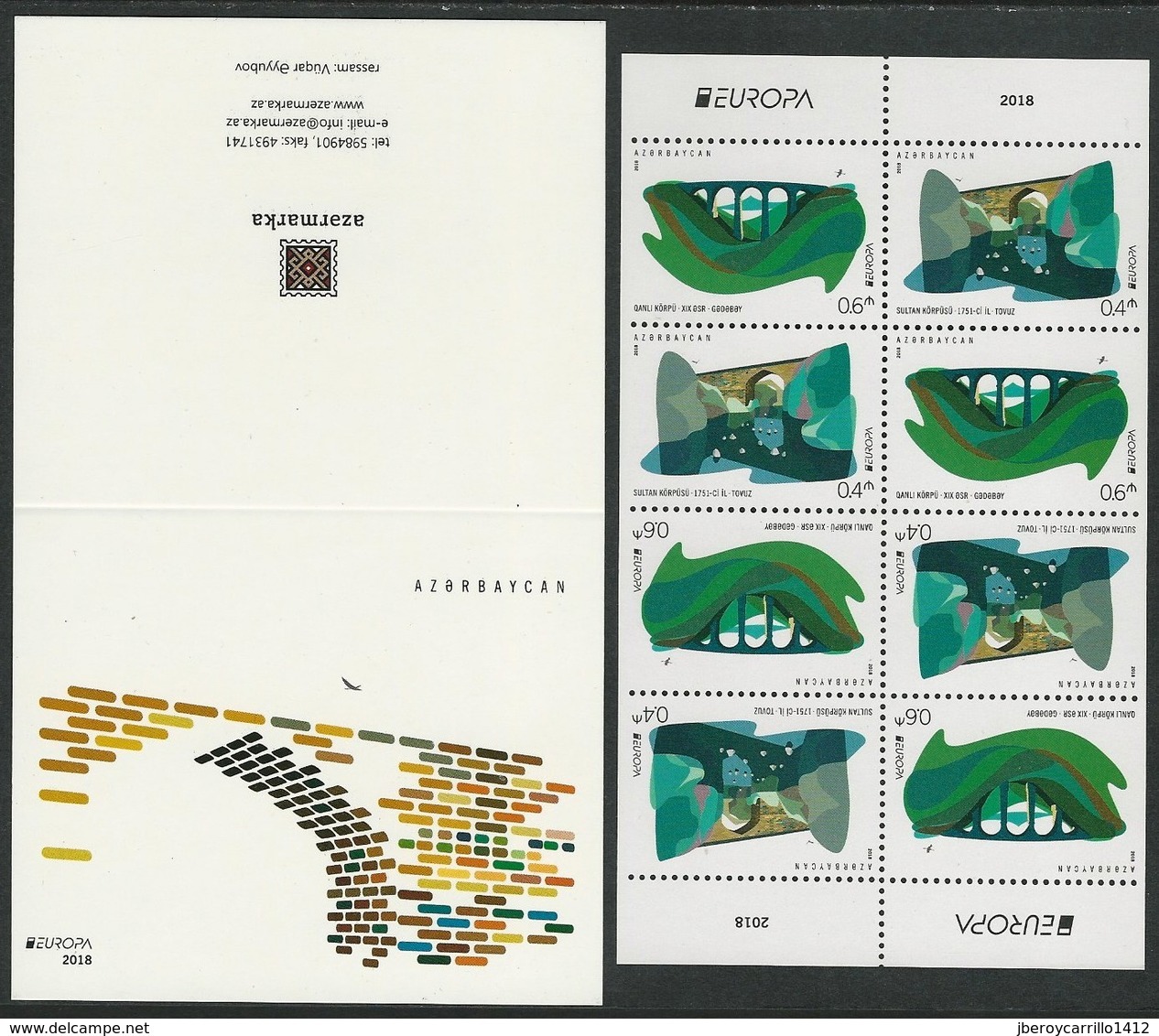 AZERBAIJAN/ ASERBAIDSCHAN/ AZERBAYCAN  -EUROPA 2018 - "PUENTES.- BRIDGES - BRÜCKEN - PONTS" - BOOKLET PERFORATED - 2018