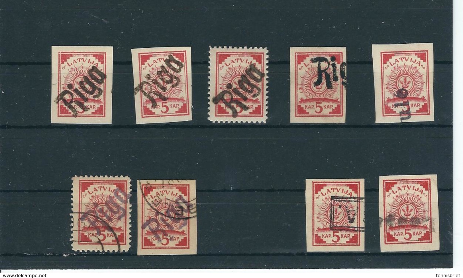 1919 , 5 Kap. , 9 Marken  Mit Not-Stempeln !  #a1576 - Lettland