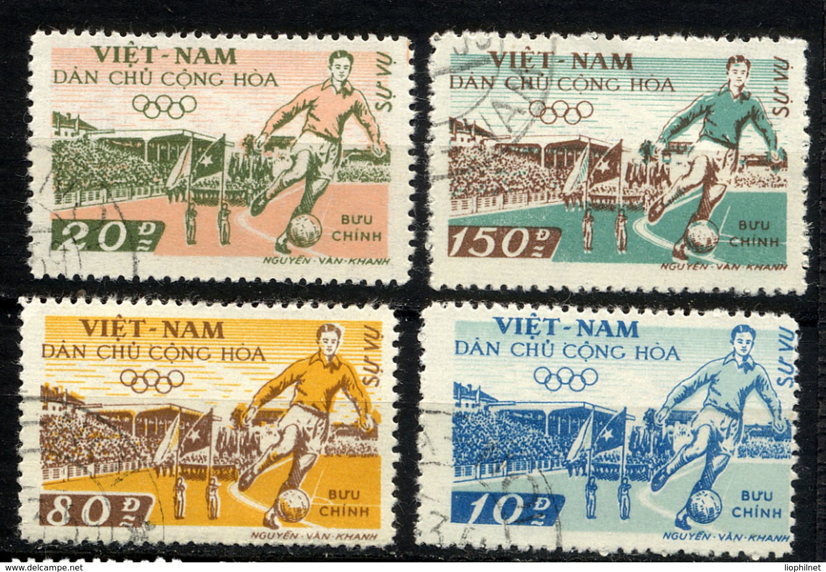 VIETNAM NORD, NORTH VIET-NAM 1969, Yvert 10/3 Service, Football, Stade D'Hanoi, 4 Valeurs, Oblitérés / Used. R¨178 - Viêt-Nam