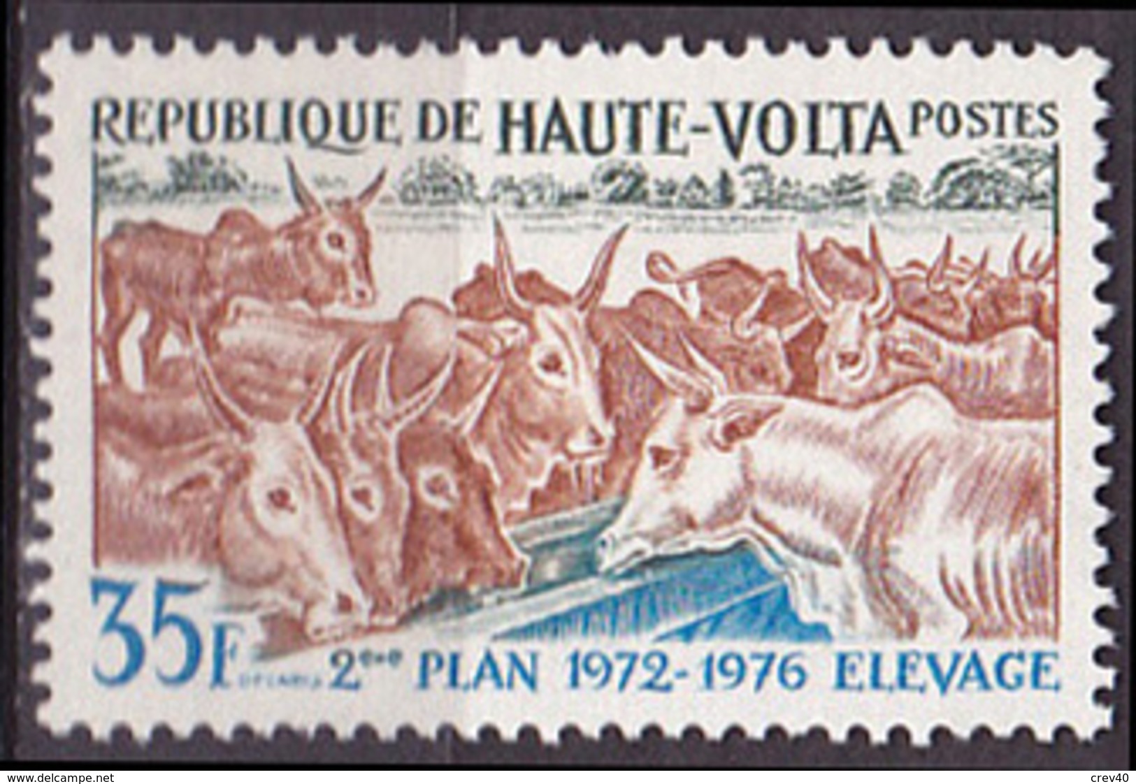 Timbre Neuf ** N° 276(Yvert) Haute-Volta 1972 - 2ème Plan National De Développement, élevage - Haute-Volta (1958-1984)