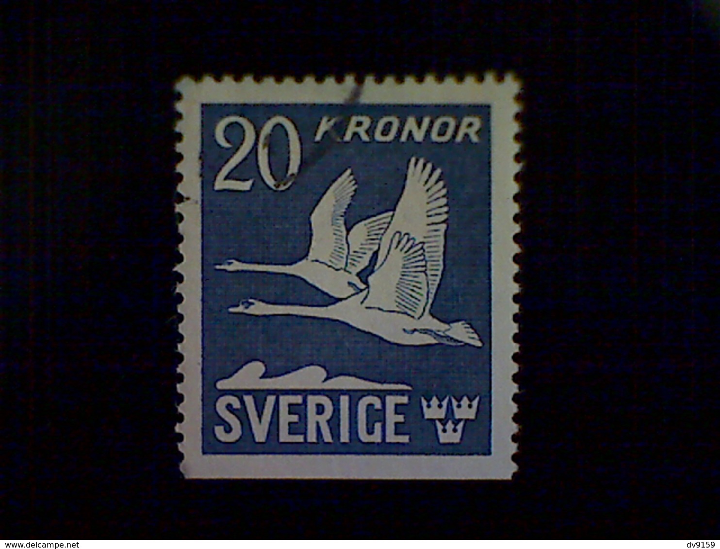 Sweden (Sverige), Scott #C8, Used (o), 1953 Air Mail, Flying Swans, 20k, Bright Ultramarine And White - Used Stamps