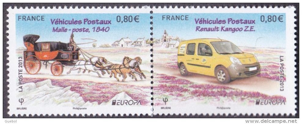 France N° 4749 P ** Europa 2013 - Les Véhicules Postaux, 4749 Malle-poste 1840 & 4750 Renault Kangoo ZE - Neufs