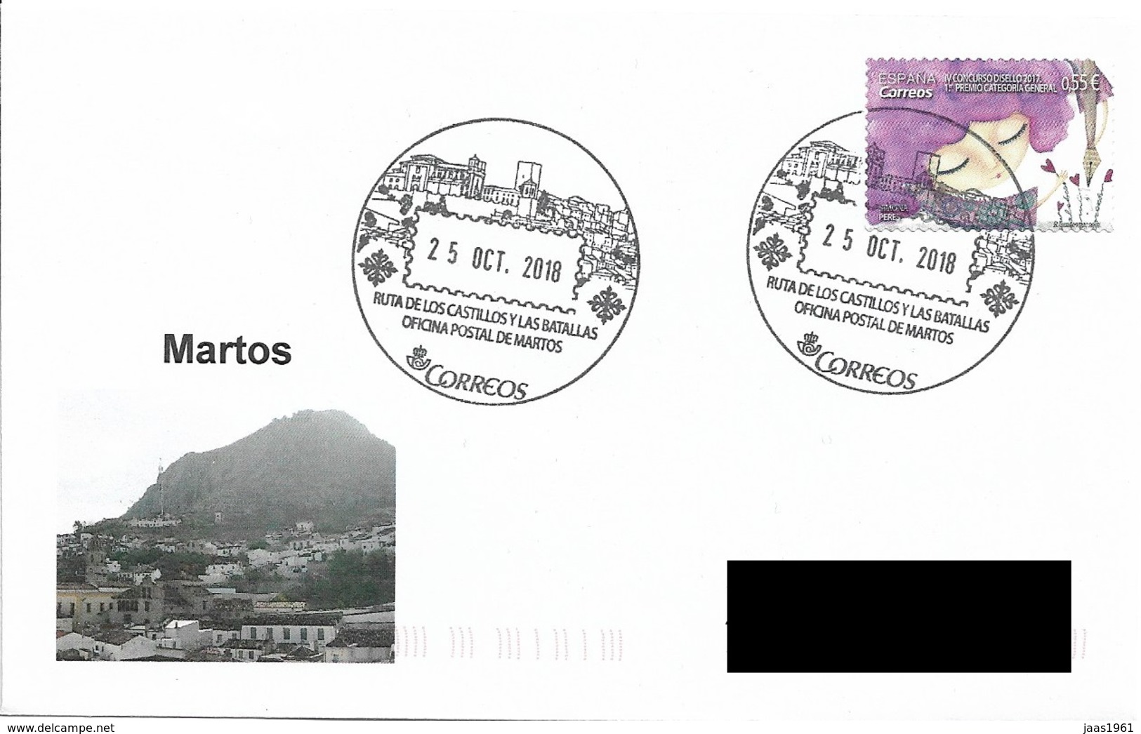 SPAIN. POSTMARK ROUTE OF THE CASTLES AND THE BATTLES. MARTOS. 2018 - Máquinas Franqueo (EMA)