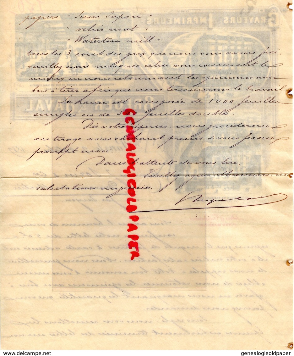 75- PARIS- RARE LETTRE MANUSCRITE 1889- BREGER & JAVAL-GRAVEURS IMPRIMEURS-GRAVURE IMPRIMERIE-17 RUE MONSIGNY- - Druck & Papierwaren
