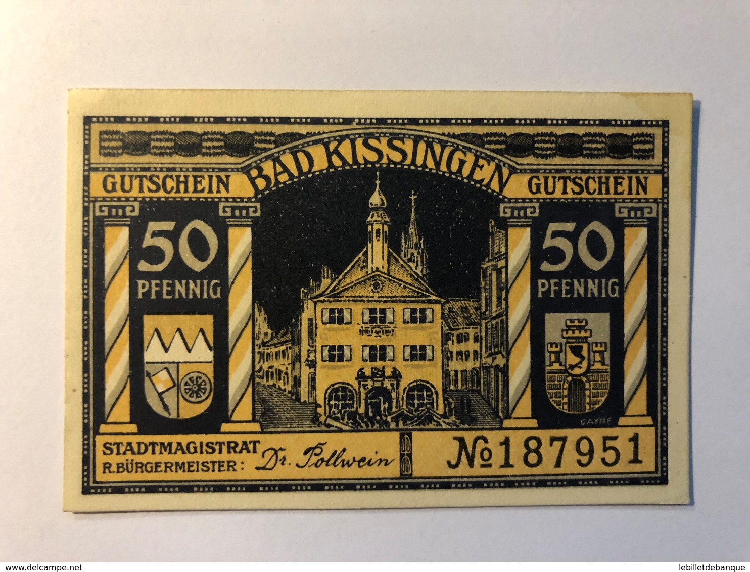 Allemagne Notgeld Allemagne Kissingen 50 Pfennig - Collections