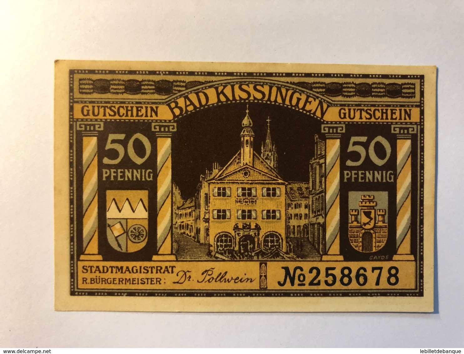 Allemagne Notgeld Allemagne Kissingen 50 Pfennig - Collections