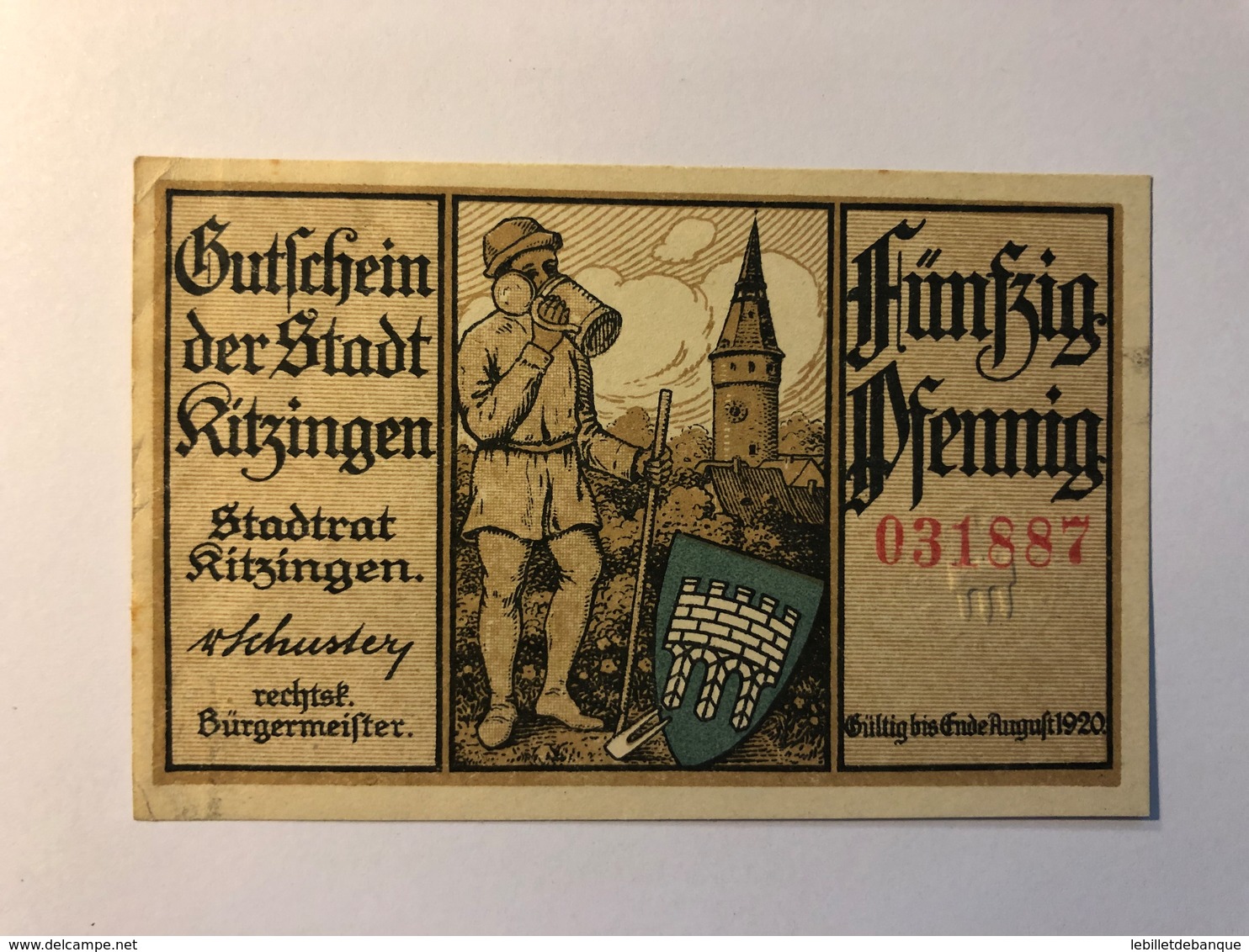 Allemagne Notgeld Allemagne Kitzingen 50 Pfennig - Collections