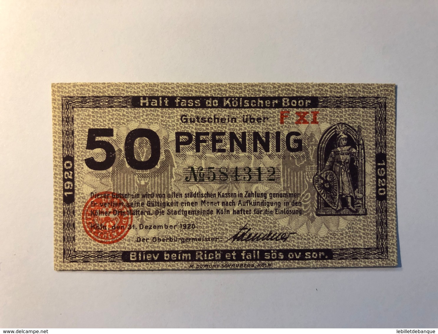 Allemagne Notgeld Allemagne Koln 50 Pfennig - Collections