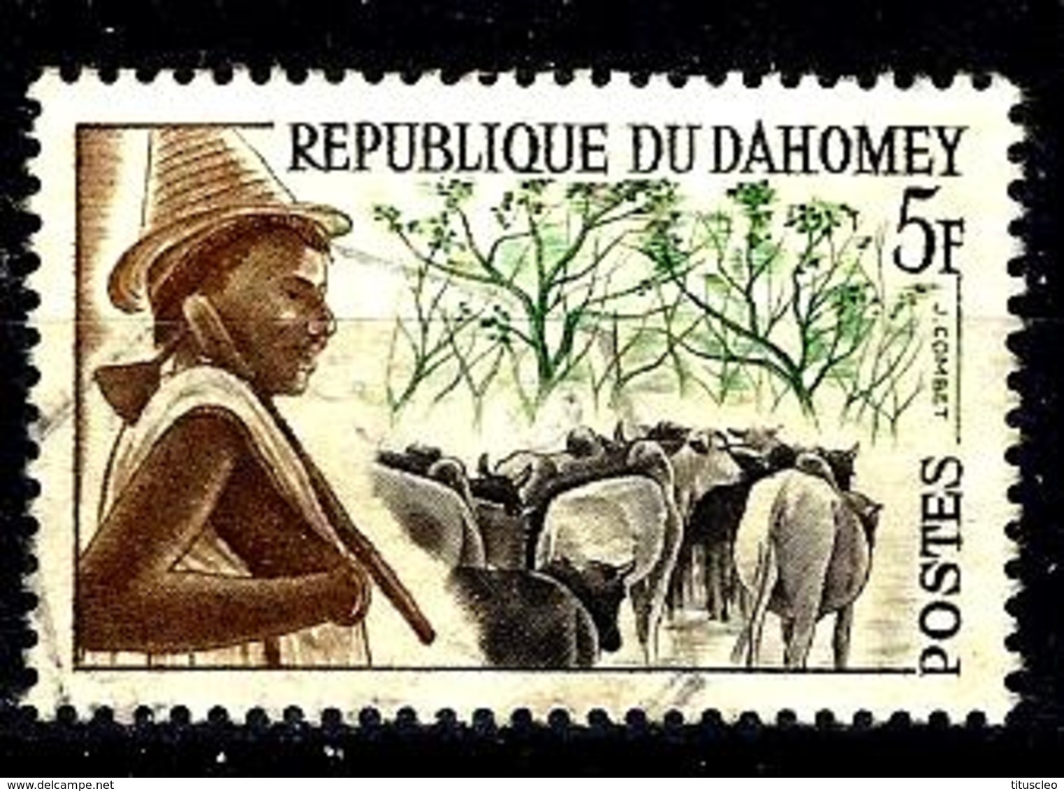 DAHOMEY 181° 5f Sépia, Vert Et Ocre Peuhl (10% De La Cote + 0,25) - Bénin – Dahomey (1960-...)