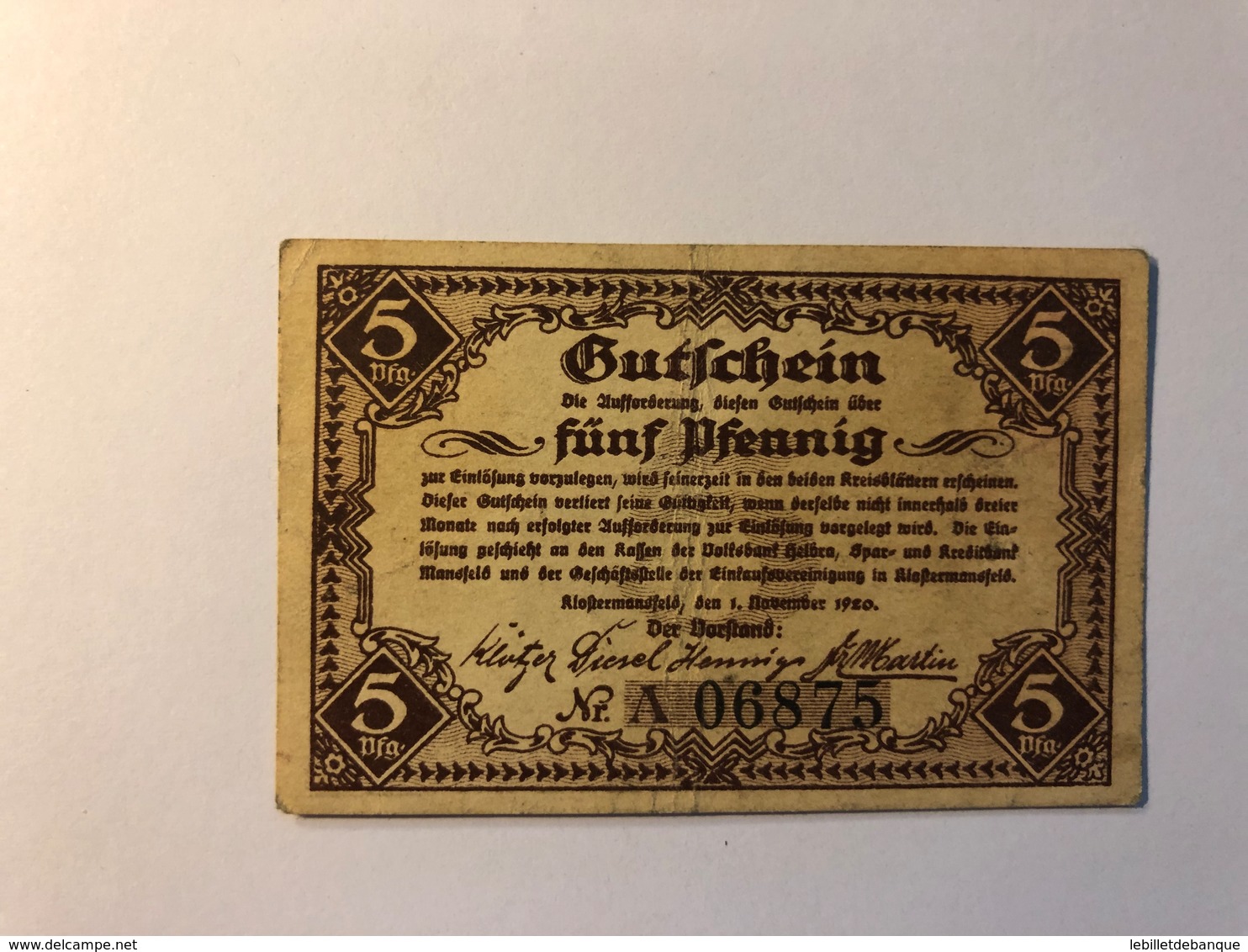 Allemagne Notgeld Allemagne Riostermansfeld 5 Pfennig - Collections