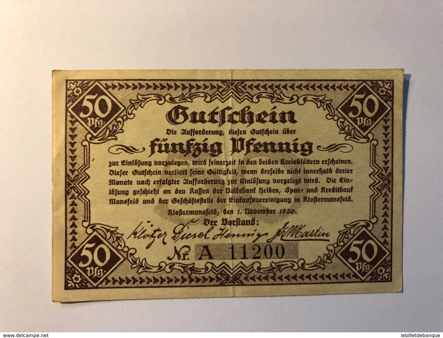 Allemagne Notgeld Allemagne Riostermansfeld 50 Pfennig - Collections