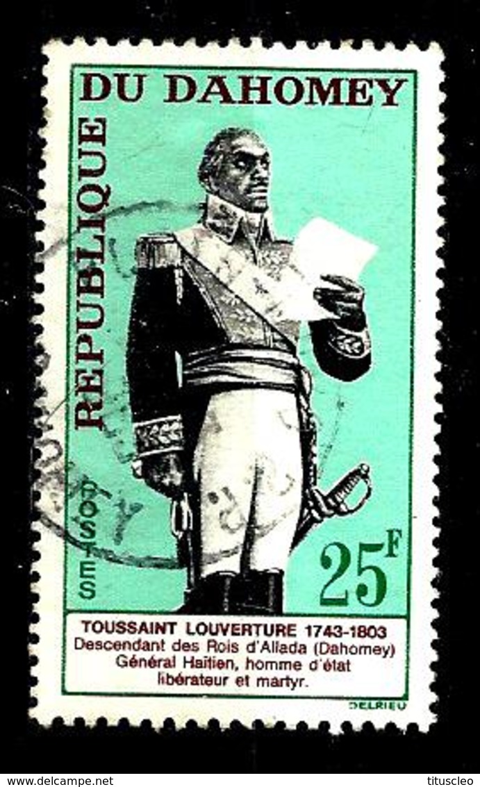 DAHOMEY 199° 25f Vert-brun, Carmin Et Noir 160ème Anniversaire De La Mort De Toussaint Louvertur (10% De La Cote + 0,25) - Bénin – Dahomey (1960-...)