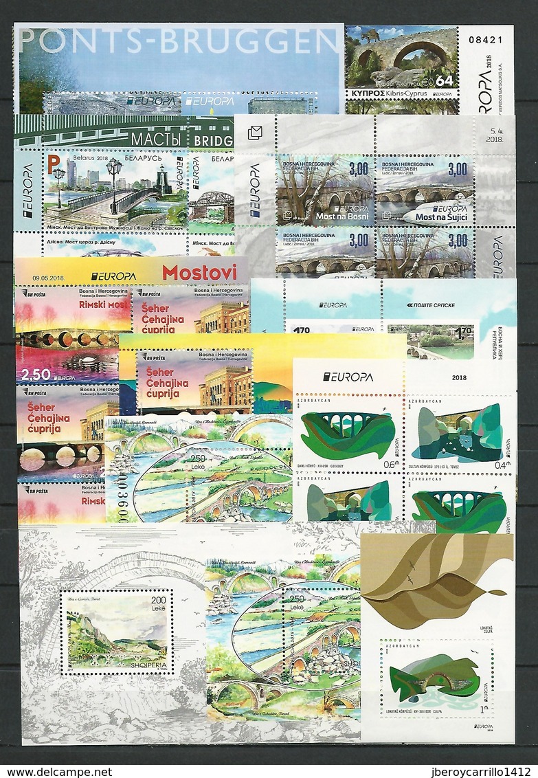 EUROPE 2018 -Theme " BRIDGES - BRÜCKEN - PUENTES - PONTS" - VERY COMPLETE COLLECTION Of STAMPS And SOUVENIR SHEETS - Collections