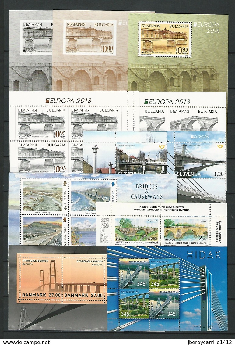 EUROPE 2018 -Theme " BRIDGES - BRÜCKEN - PUENTES - PONTS" - VERY COMPLETE COLLECTION Of STAMPS And SOUVENIR SHEETS - Sammlungen