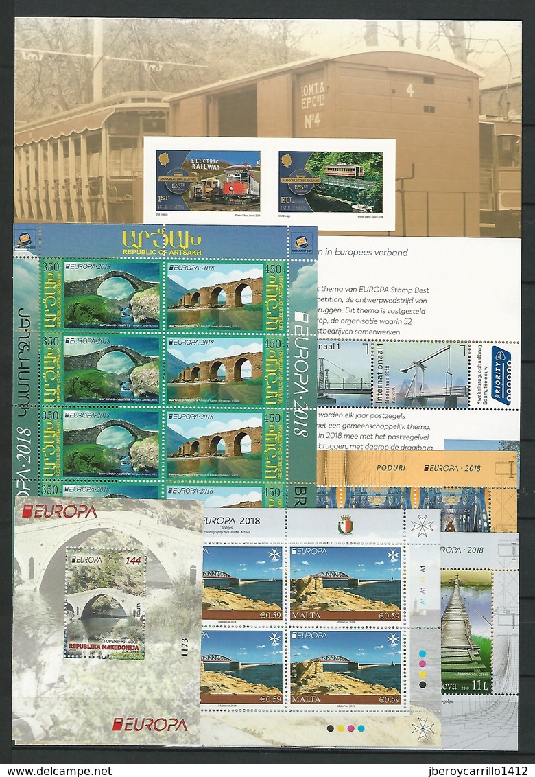 EUROPE 2018 -Theme " BRIDGES - BRÜCKEN - PUENTES - PONTS" - VERY COMPLETE COLLECTION Of STAMPS And SOUVENIR SHEETS - Sammlungen