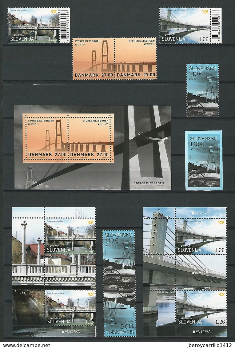 EUROPE 2018 -Theme " BRIDGES - BRÜCKEN - PUENTES - PONTS" - VERY COMPLETE COLLECTION of STAMPS and SOUVENIR SHEETS