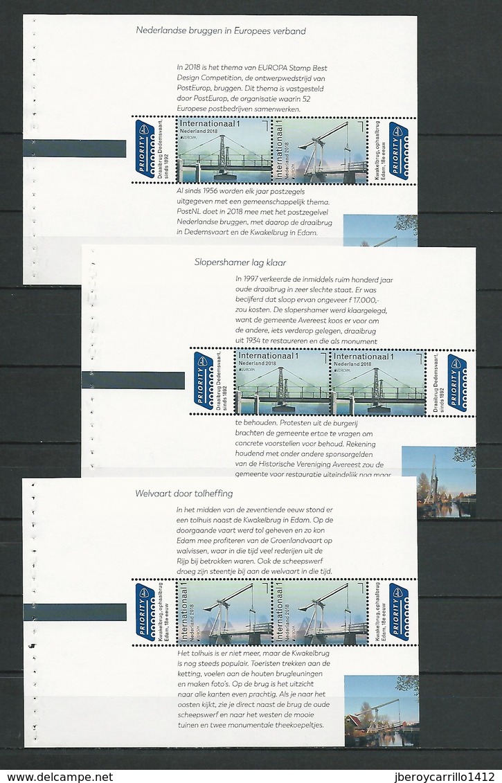 EUROPE 2018 -Theme " BRIDGES - BRÜCKEN - PUENTES - PONTS" - VERY COMPLETE COLLECTION of STAMPS and SOUVENIR SHEETS