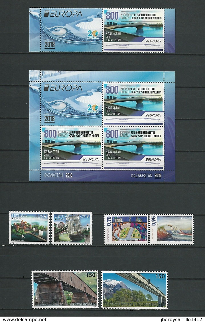 EUROPE 2018 -Theme " BRIDGES - BRÜCKEN - PUENTES - PONTS" - VERY COMPLETE COLLECTION of STAMPS and SOUVENIR SHEETS