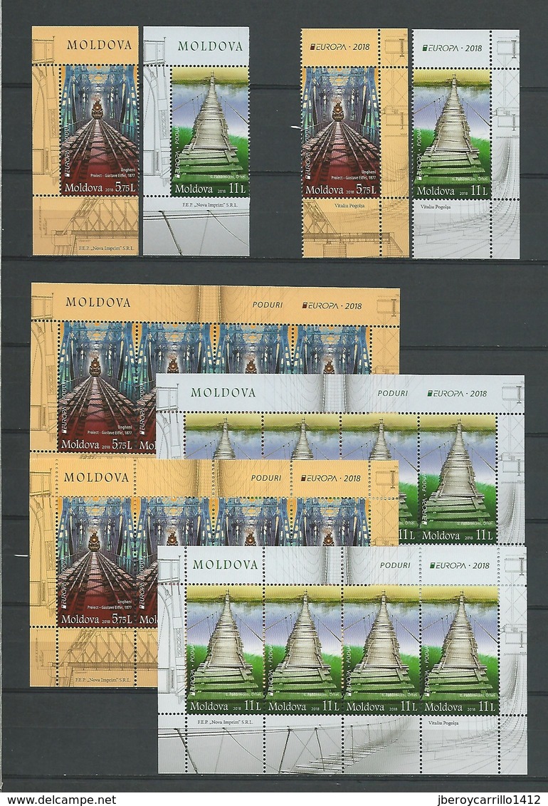 EUROPE 2018 -Theme " BRIDGES - BRÜCKEN - PUENTES - PONTS" - VERY COMPLETE COLLECTION of STAMPS and SOUVENIR SHEETS