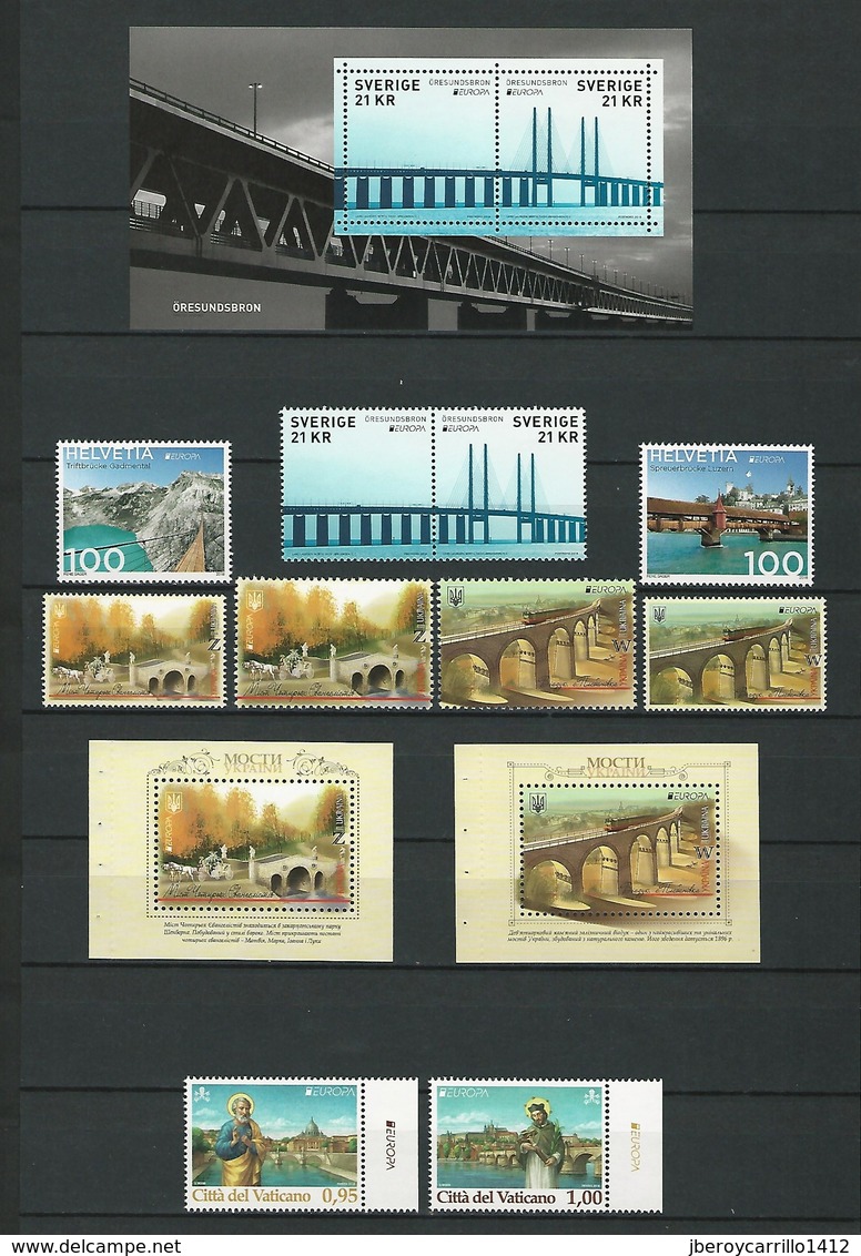 EUROPE 2018 -Theme " BRIDGES - BRÜCKEN - PUENTES - PONTS" - VERY COMPLETE COLLECTION of STAMPS and SOUVENIR SHEETS