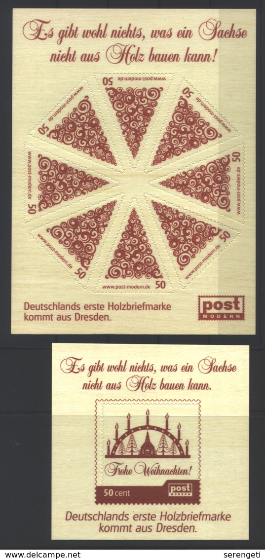 Deutschland PostModern Bl. 'Weihnachten, Holzbriefmarken' / Germany M/s 'Christmas, Wooden Stamps' **/MNH 2011 - Weihnachten