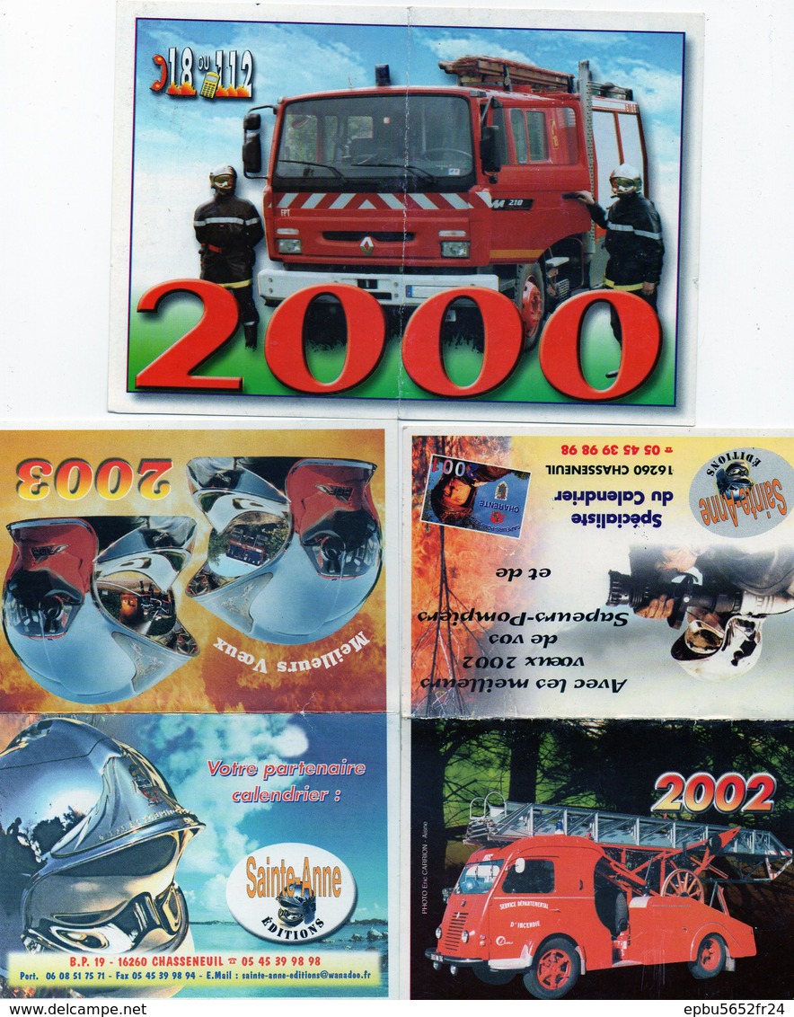 Lot 9 Calendriers De Poche Pompiers De La Charente  18-112 (2000-02-03-04-05-09-10-11-12) - Petit Format : 2001-...