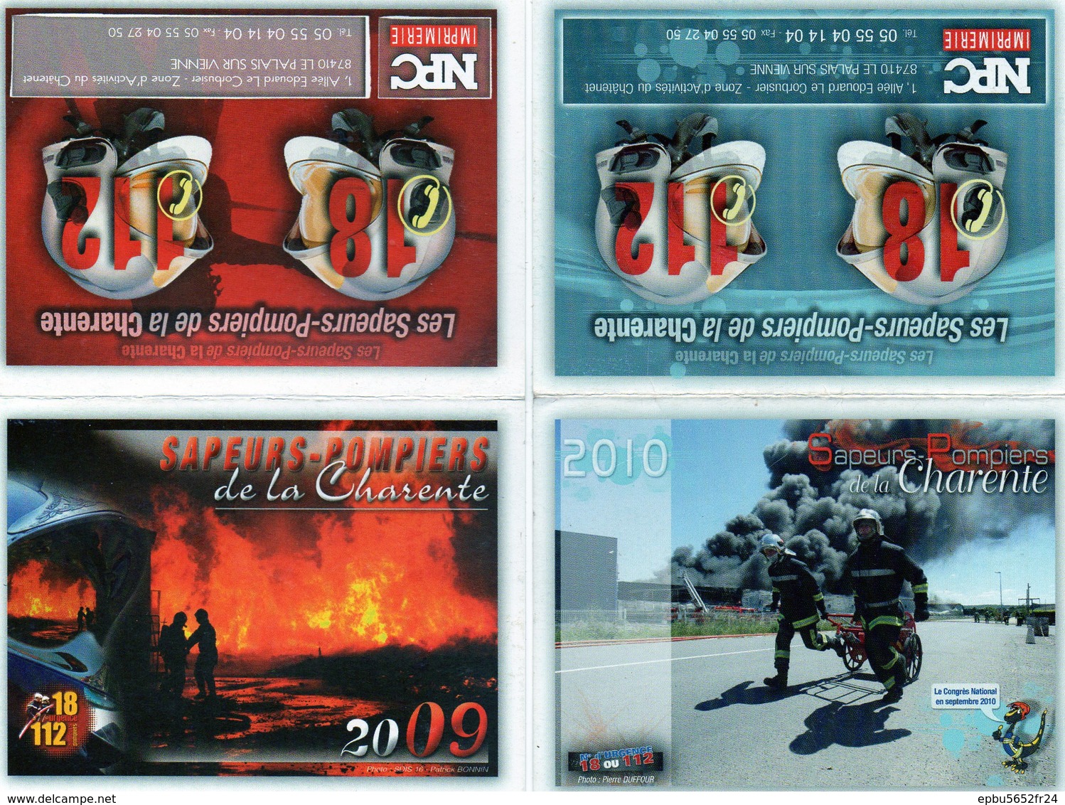 Lot 9 Calendriers De Poche Pompiers De La Charente  18-112 (2000-02-03-04-05-09-10-11-12) - Petit Format : 2001-...