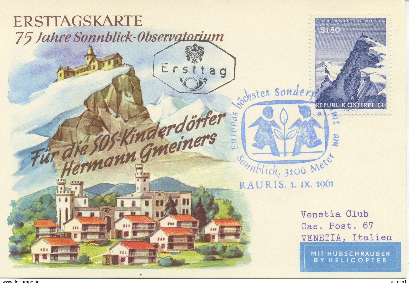 AUSTRIA  - FDC  1961 - SONNBLICK METEOROLOGICAL OBSERVATORY - FDC