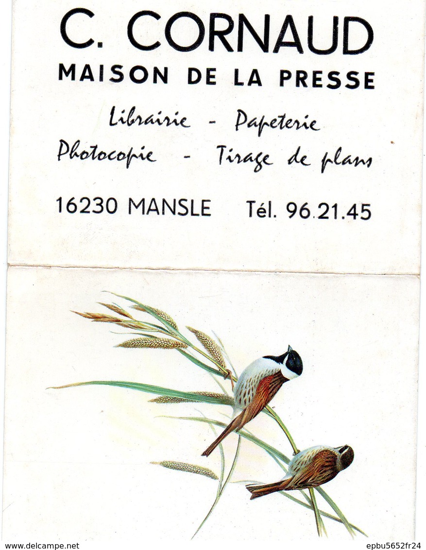 Calendrier De Poche 1974 Offert Par  C CORNAUD Maison De La Presse 16230 Mansle - Petit Format : 1971-80