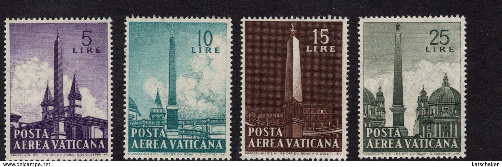 681825286 VATICAN 1959 POSTFRIS MINT NEVER HINGED POSTFRISCH EINWANDFREI SCOTT C35 C44 OBELISK OF ST JOHN LATERAN - Ongebruikt