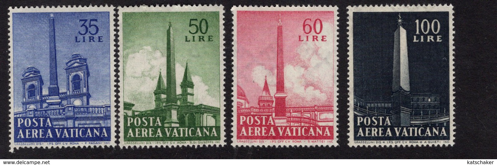 681825286 VATICAN 1959 POSTFRIS MINT NEVER HINGED POSTFRISCH EINWANDFREI SCOTT C35 C44 OBELISK OF ST JOHN LATERAN - Ongebruikt