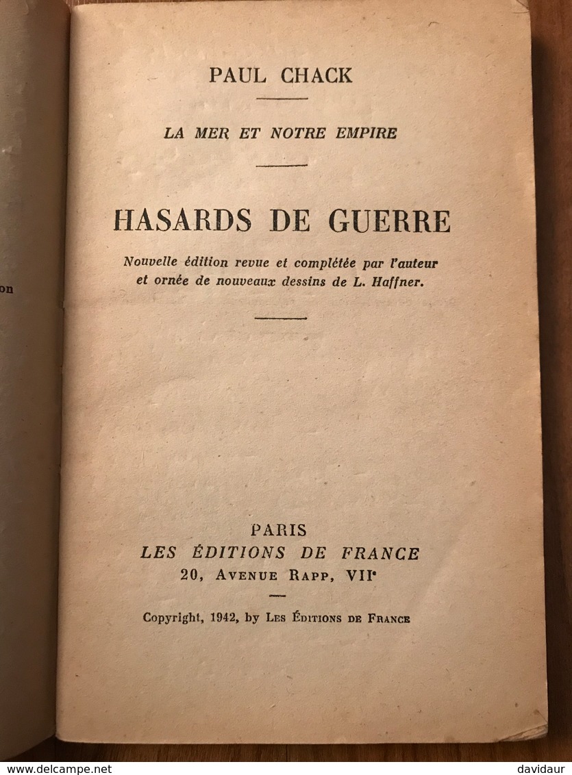 Hasards De Guerre - Paul Chack - Autres & Non Classés