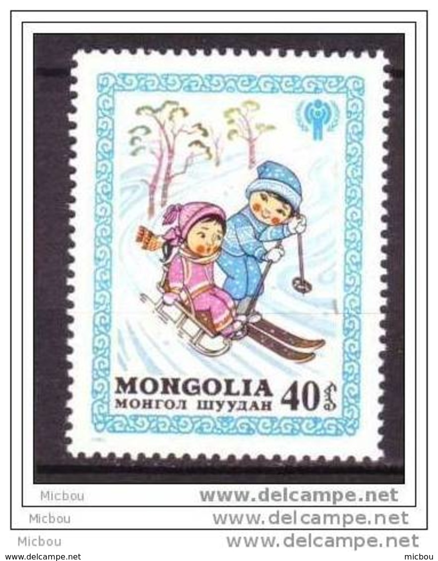 Mongolie, Mongolia, Ski, Luge, Enfant, Neige, Unicef, Hiver, Children, Winter, Snow - Winter (Other)