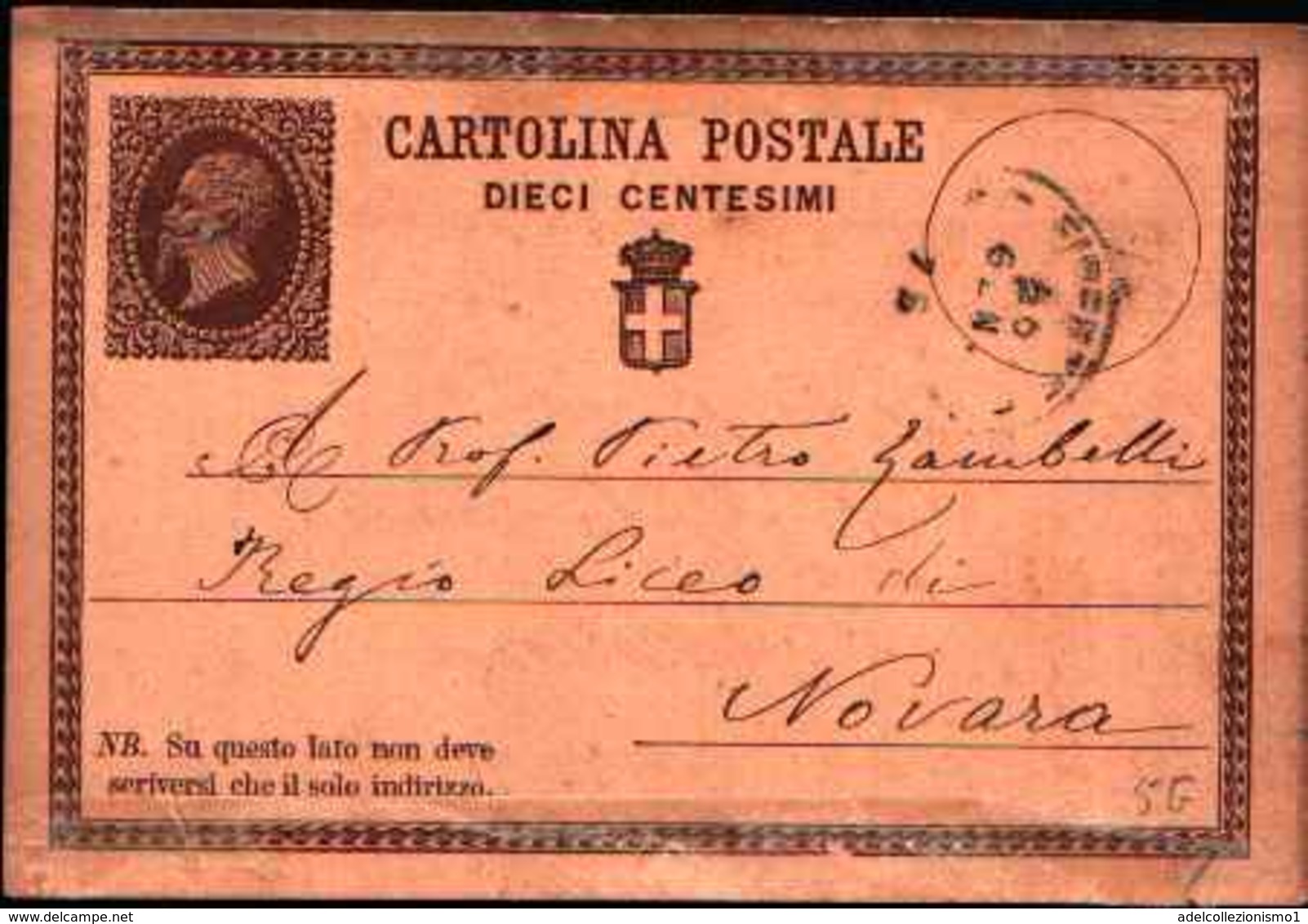 71157) INTERO POSTALE DA 10C. VITTORIO EMANUELE II VIAGGIATO - Entero Postal