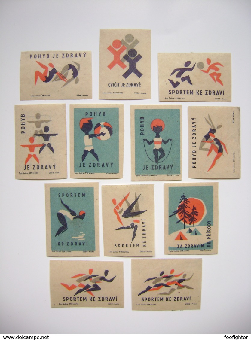 Czechoslovakia Series 12 Matchbox Label 1964 - Sport To Health - Movement Is Healthy - Training Is Healthy - Boites D'allumettes - Etiquettes