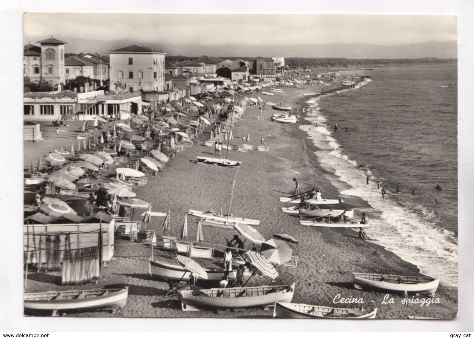 Cecina, La Spiaggia, The Beach, Italy, 1961 Used Real Photo, Vera Fotografia  Postcard [22358] - Livorno