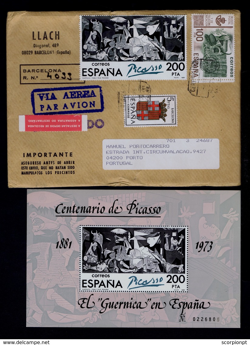 GUERNICA De Picasso Peinture 1881-1973 S/S Ox Bulls Paintings Spain Postal Museum Barcelona Brasons Coat Of Arms Sp5666 - Picasso