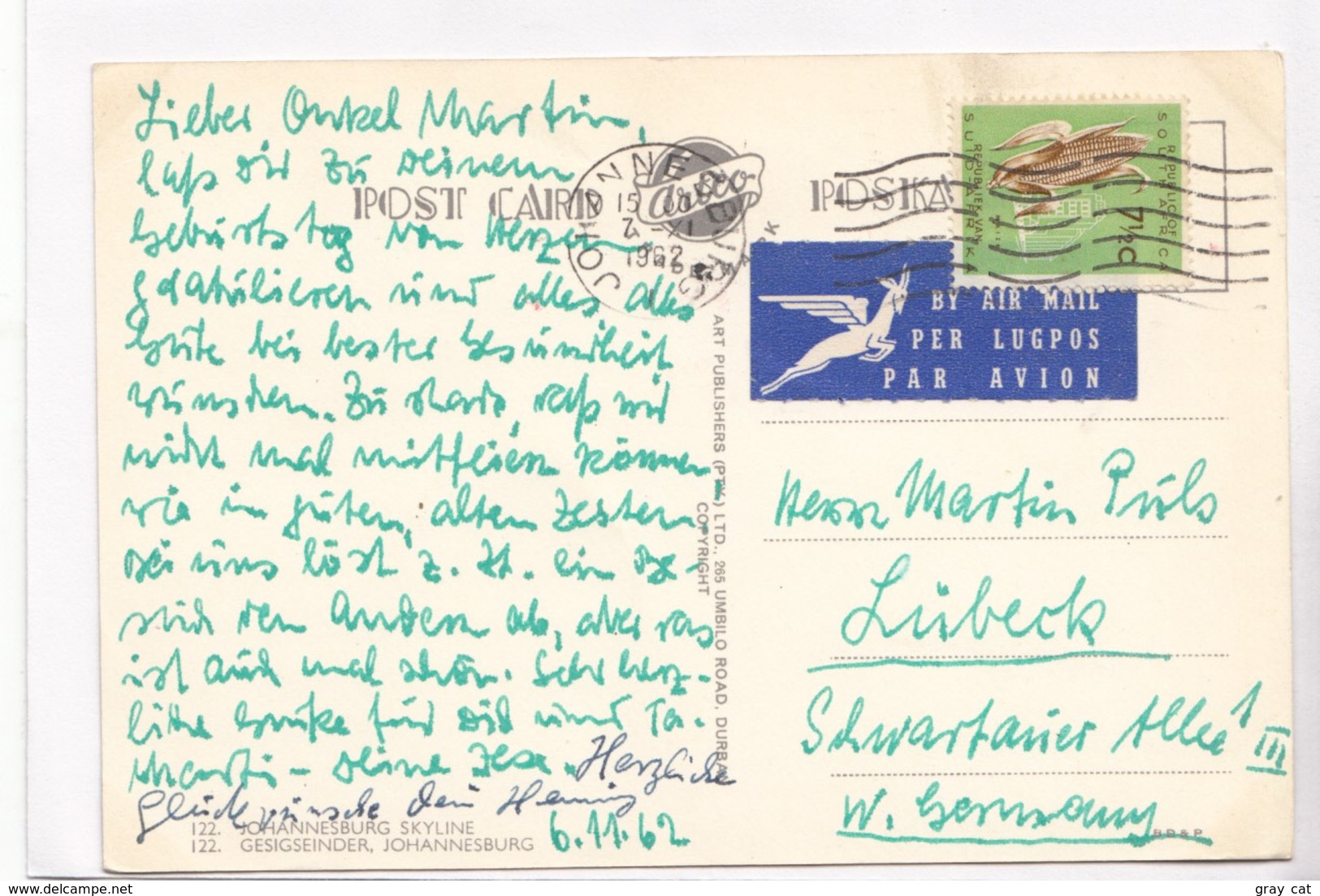 JOHANNESBURG, Skyline , South Africa, 1962 Used Postcard [22361] - South Africa