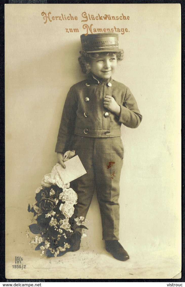 ENFANT - Garçonnet En Uniforme, Avec Fleurs Et Lettre - Circulé  - Circulated - Gelaufen - 1912. - Autres & Non Classés