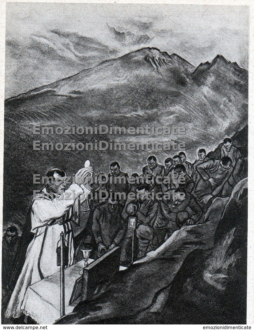 Cartoline Per Beneficienza. Pace Non Vile. Prete Comunione Soldati Montagna. Illustratore - Guerra 1914-18