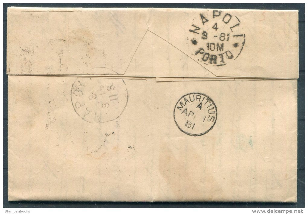 1881 Italy Genova Alberto Nattini Entire Via Napoli - Mauritius - Poststempel