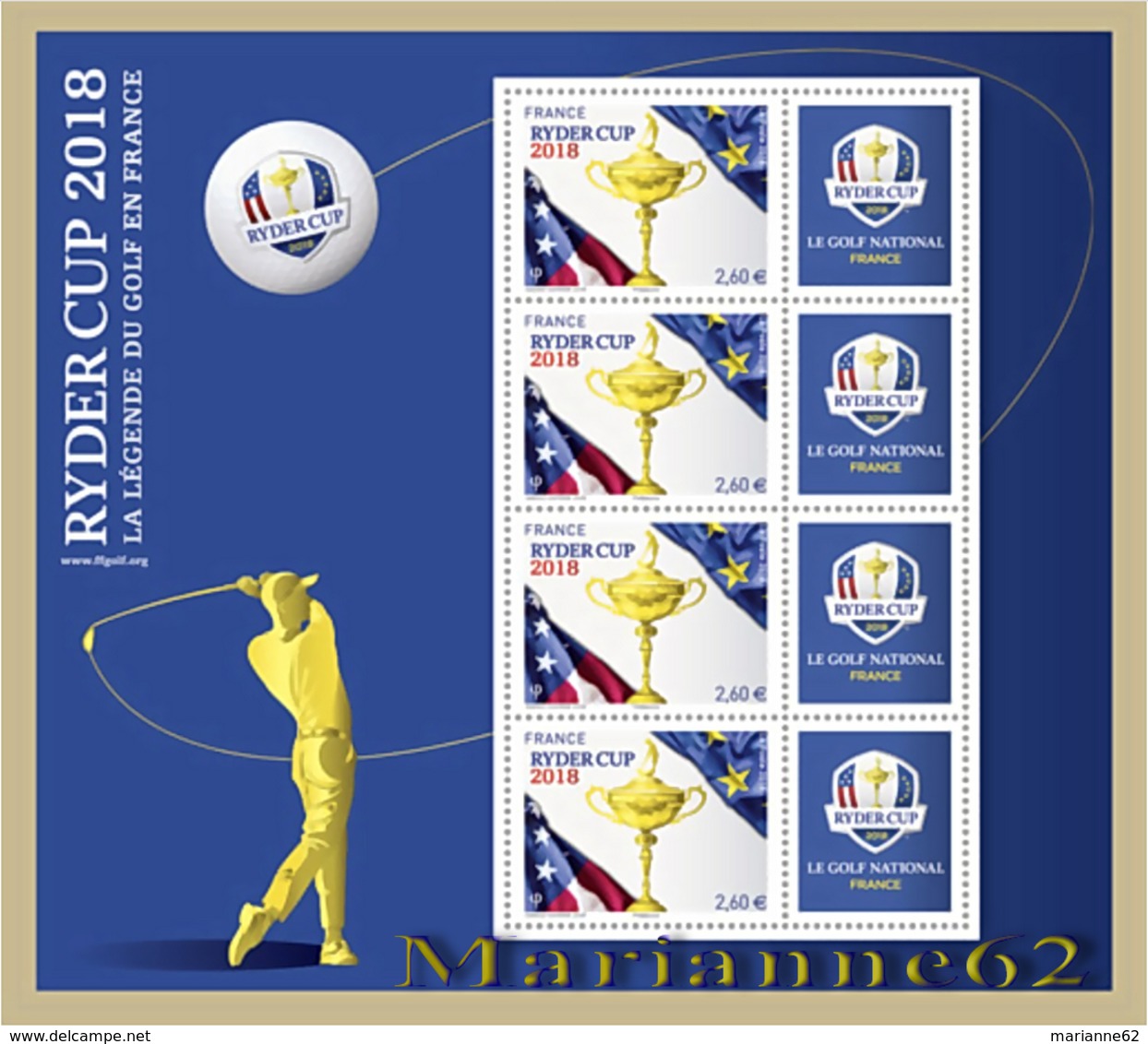 France 2018 BF La Légende Du Golf En France - RYDER CUP - MNH / Neuf !!! NEW !!! - Golf